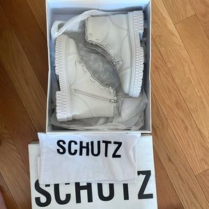 Schutz white rhinestone boots size 7